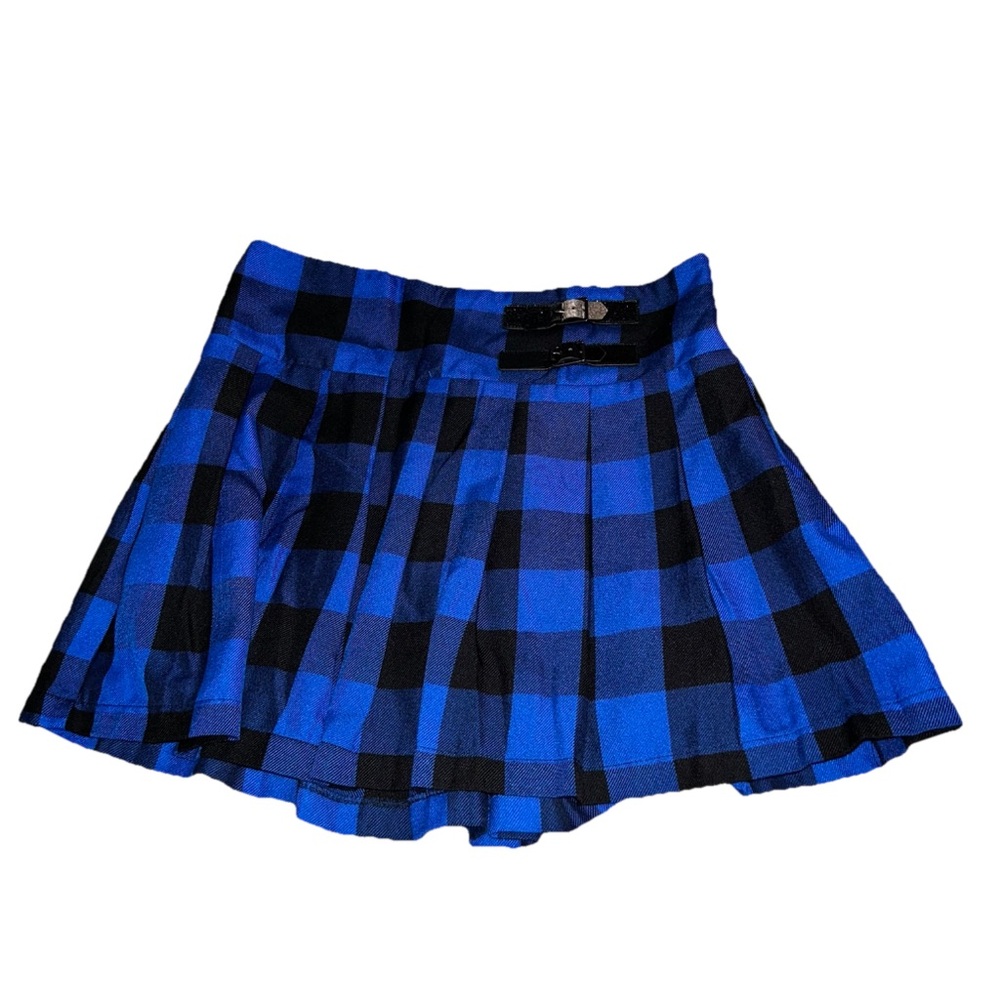 Justice Blue and Black Plaid Skirt
